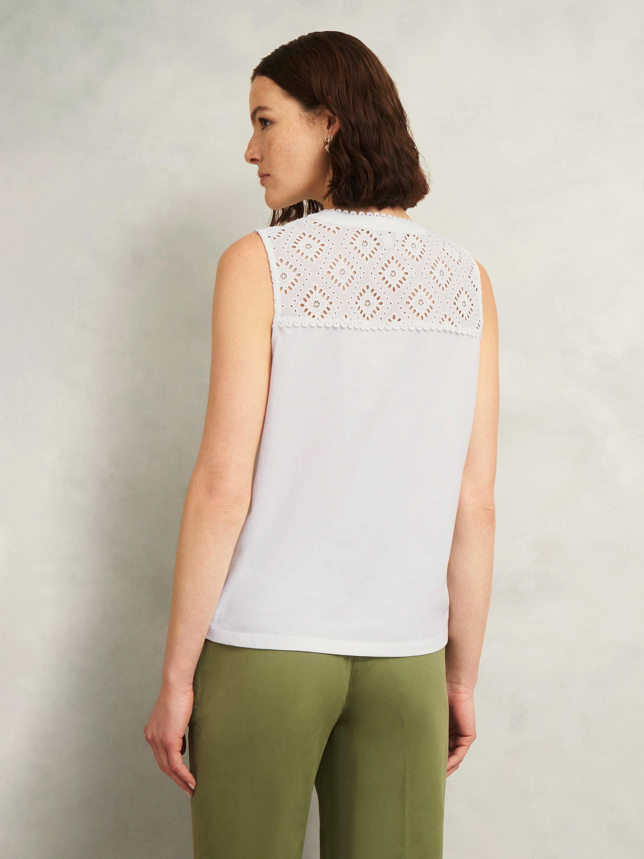 Product image 2 of 5, which shows Hobbs Suzanna Broderie Anglaise Top, Hobbs White, L