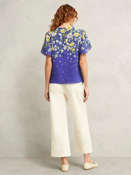 Hobbs Verena Floral Print Blouse - view 2, Blue/Multi