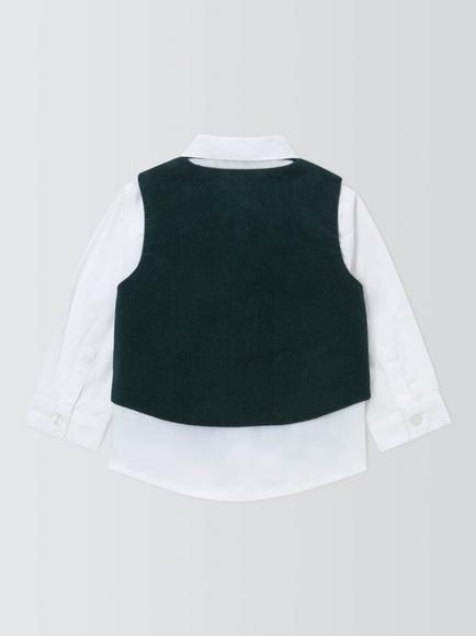 John Lewis Heirloom Collection Baby Velvet Waistcoat, Shirt & Bow Tie Set, Scarab - view 2, Scarab