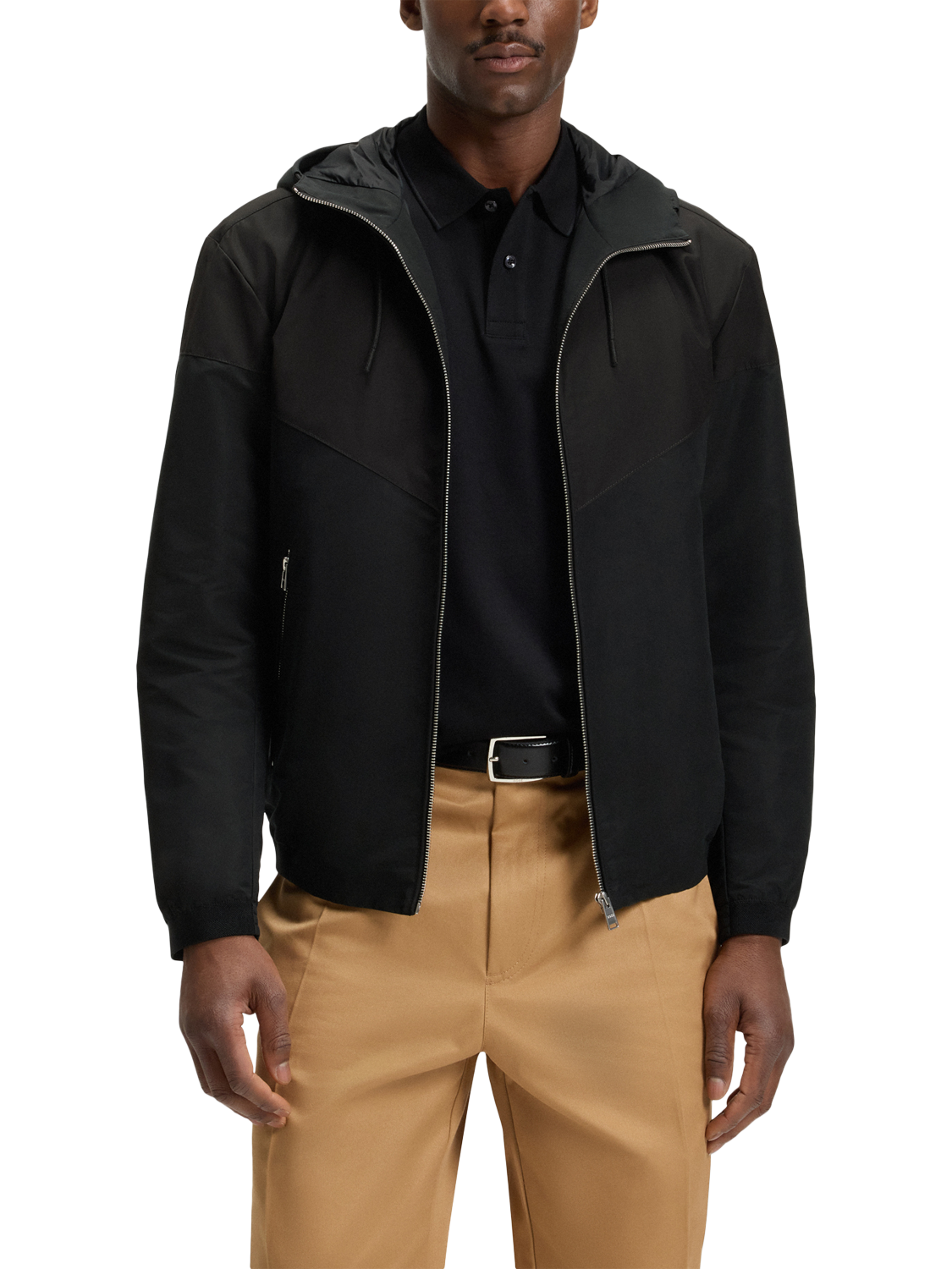 Product image 1 of 6, which shows BOSS Zip Through Funnel Neck Jacket, Black, 38R