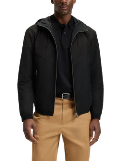 BOSS Zip Through Funnel Neck Jacket, Black, Black