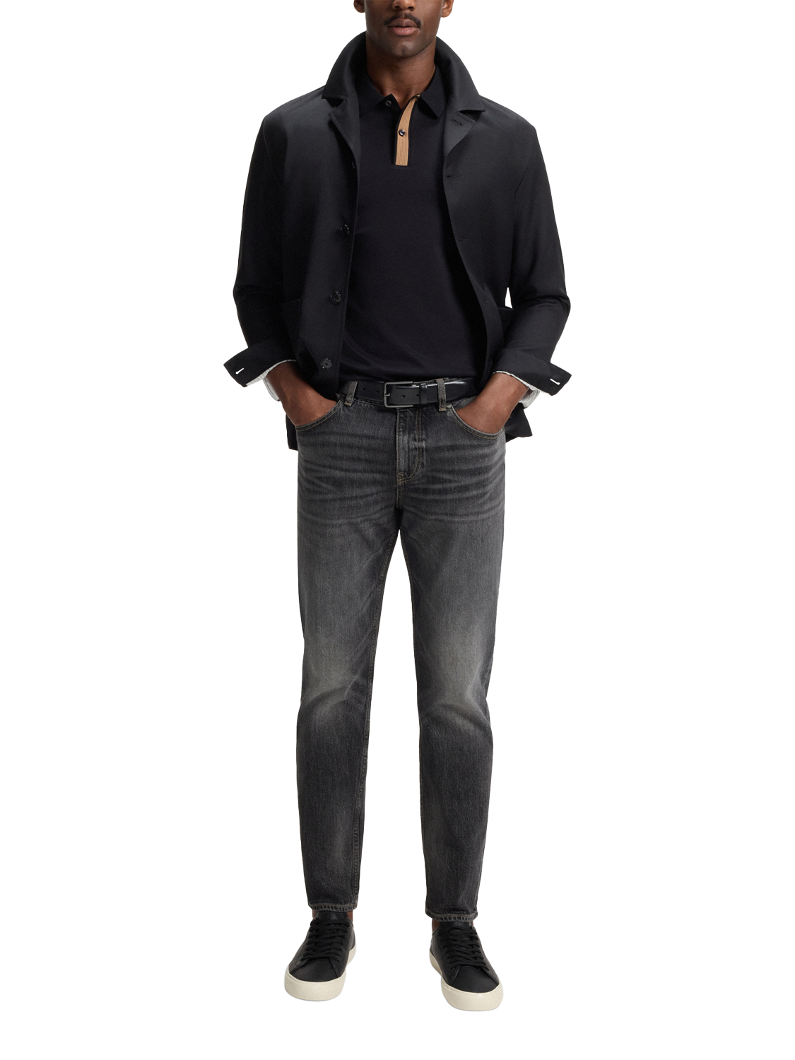 Product image 3 of 5, which shows BOSS Cotton Blend Denim Jeans, Charcoal, 36R