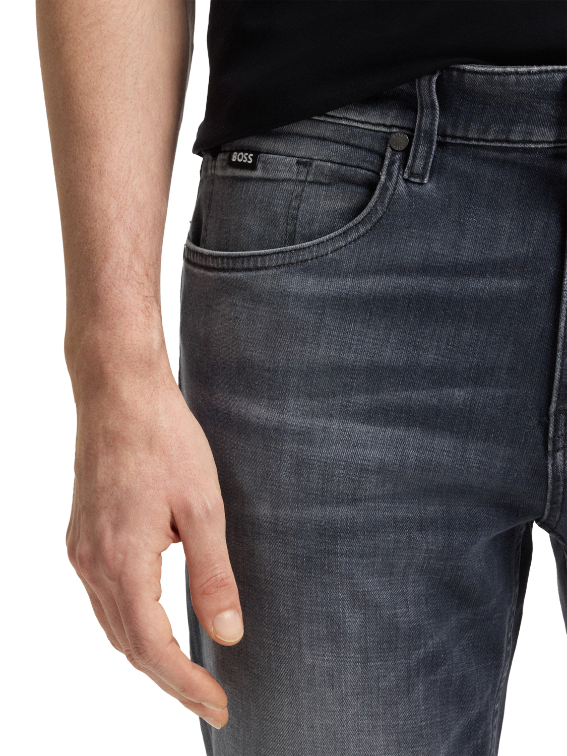 Product image 6 of 6, which shows HUGO BOSS BOSS Contemporary Regular Fit Jeans, Black, 32R