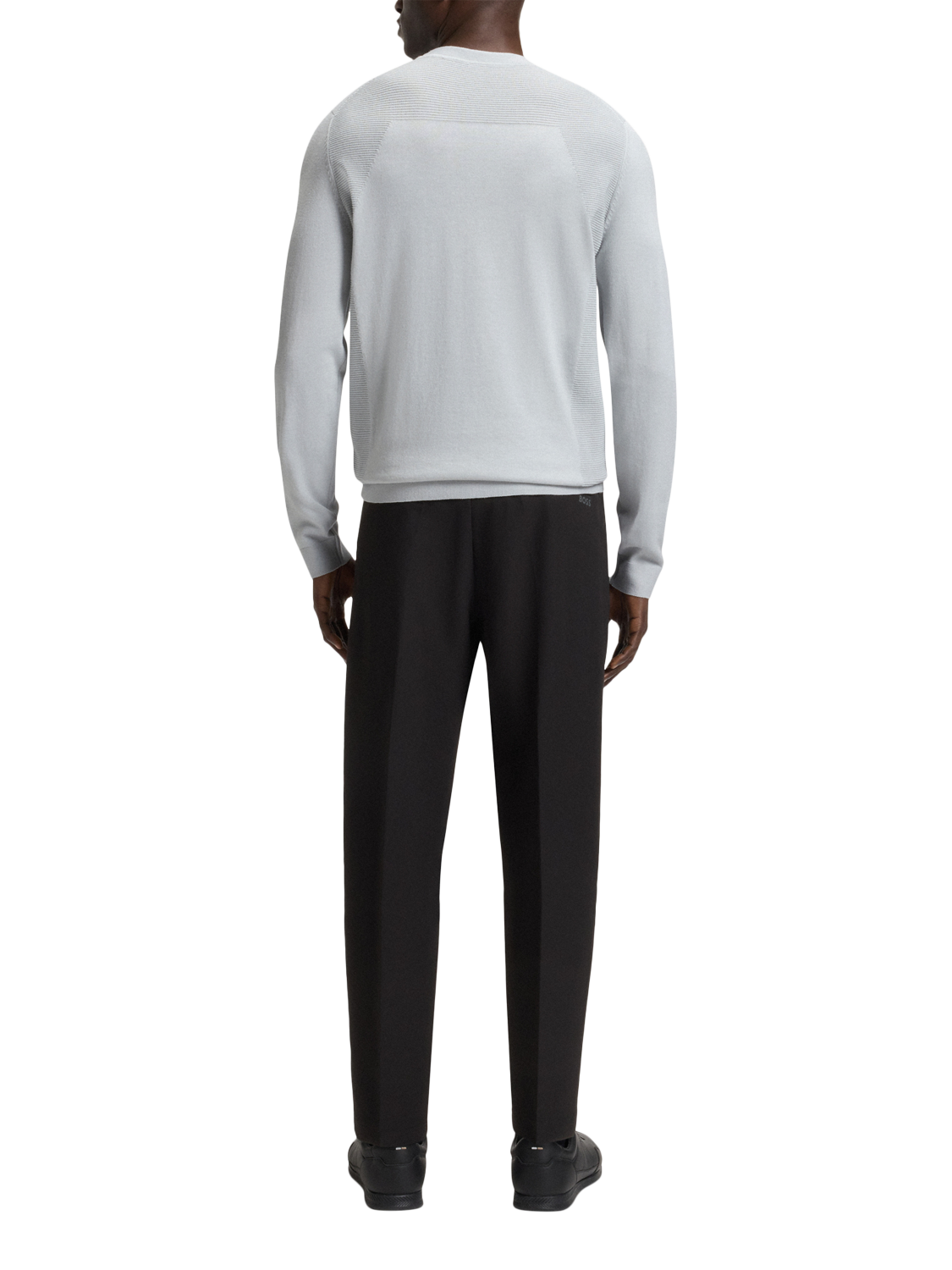 Product image 2 of 5, which shows HUGO BOSS BOSS Crew Neck Cotton Blend Jumper, Light Grey, L