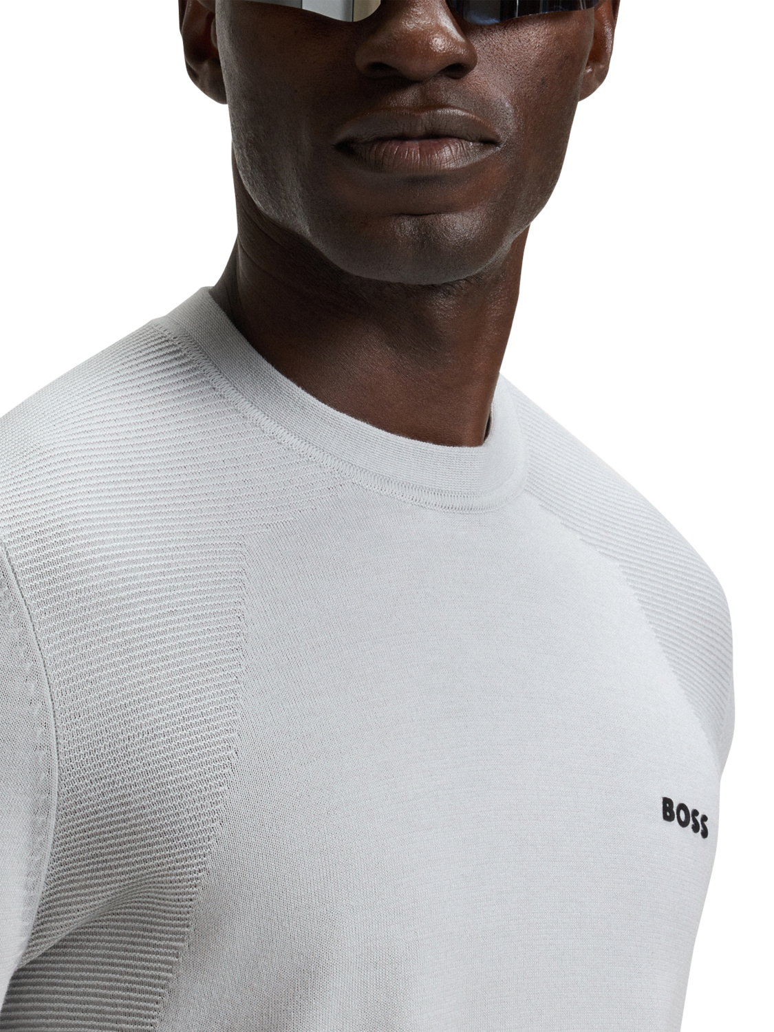 Product image 5 of 5, which shows HUGO BOSS BOSS Crew Neck Cotton Blend Jumper, Light Grey, L