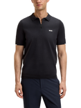BOSS Tech-Flex Zip-Neck Knit Polo Shirt, Dark Blue