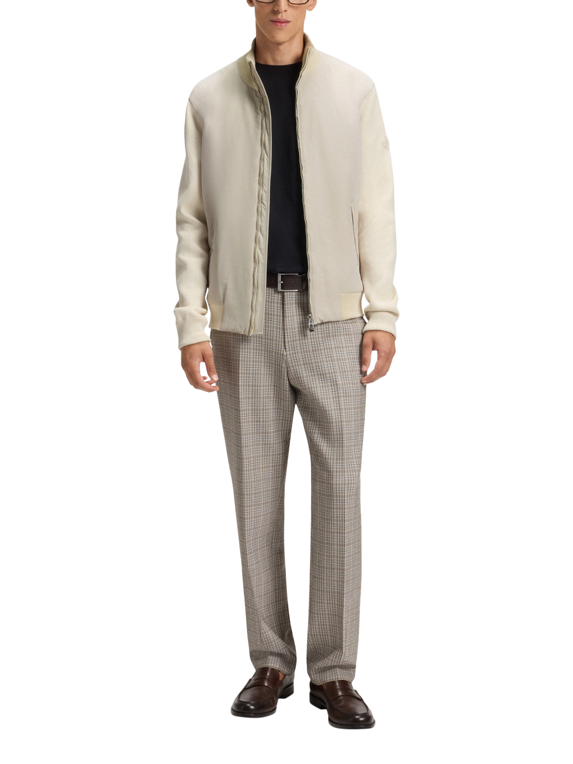 Product image 3 of 6, which shows HUGO BOSS Funnel Neck Cardigan, Open White, S
