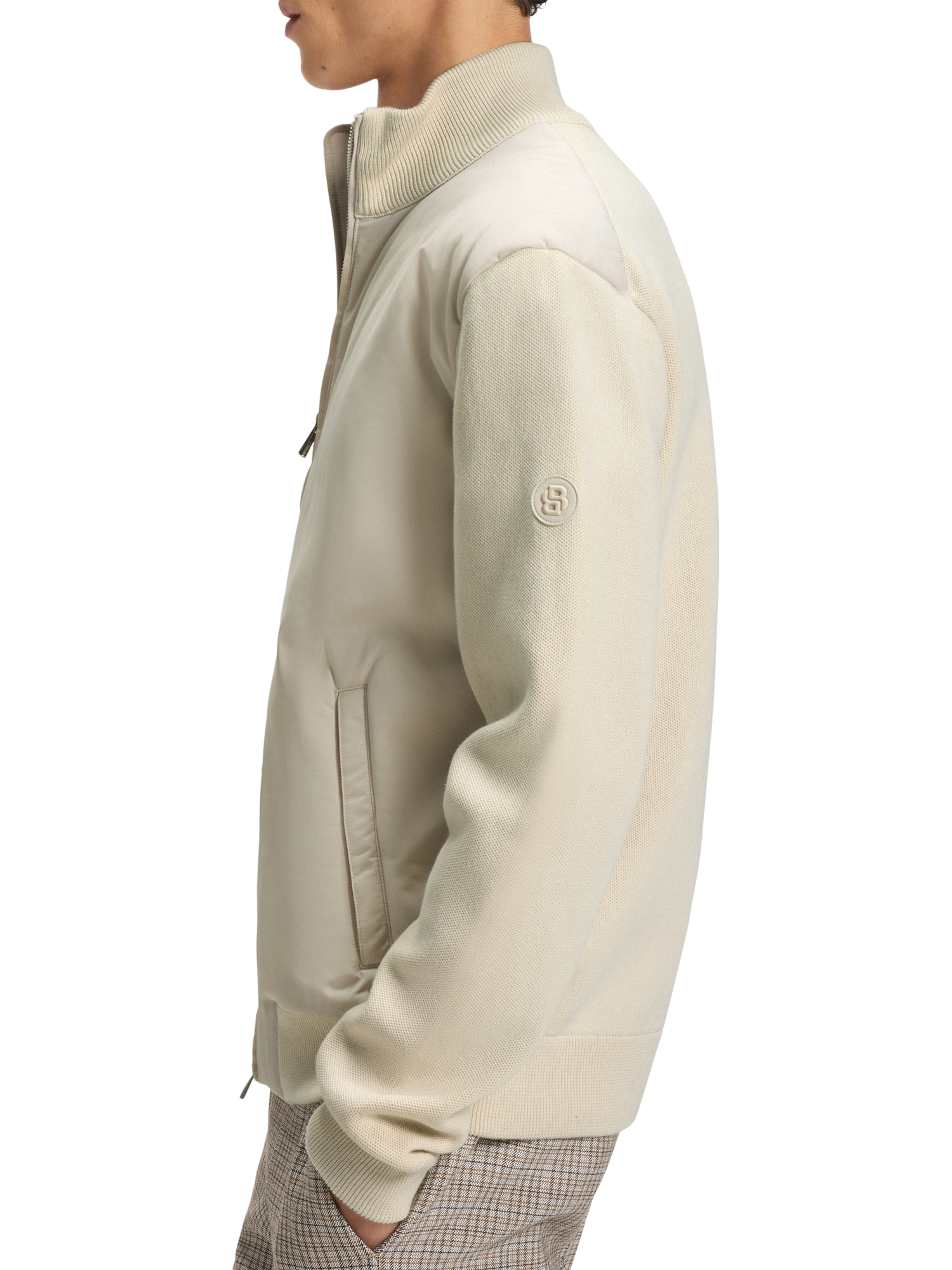 Product image 5 of 6, which shows HUGO BOSS Funnel Neck Cardigan, Open White, S