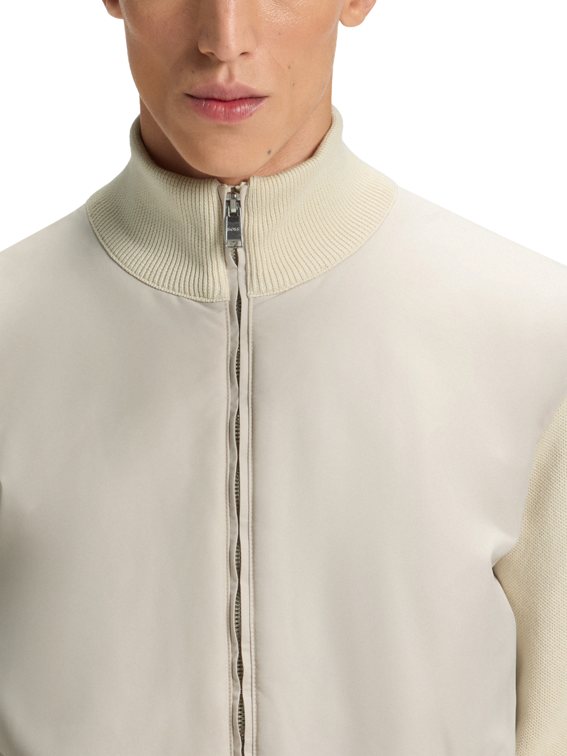 Product image 6 of 6, which shows HUGO BOSS Funnel Neck Cardigan, Open White, S