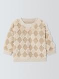 John Lewis Baby Diamond Check Jumper, Natural