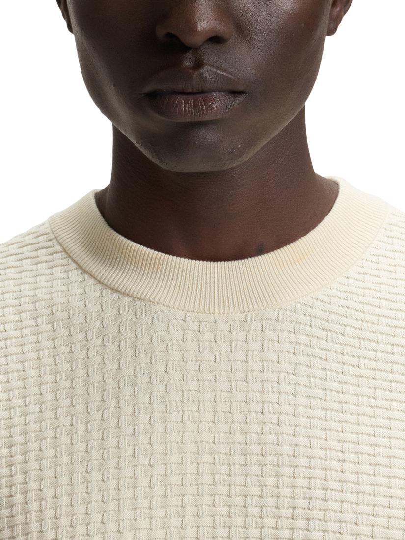 Product image 5 of 5, which shows HUGO BOSS BOSS Textured Cotton Jumper, White, L