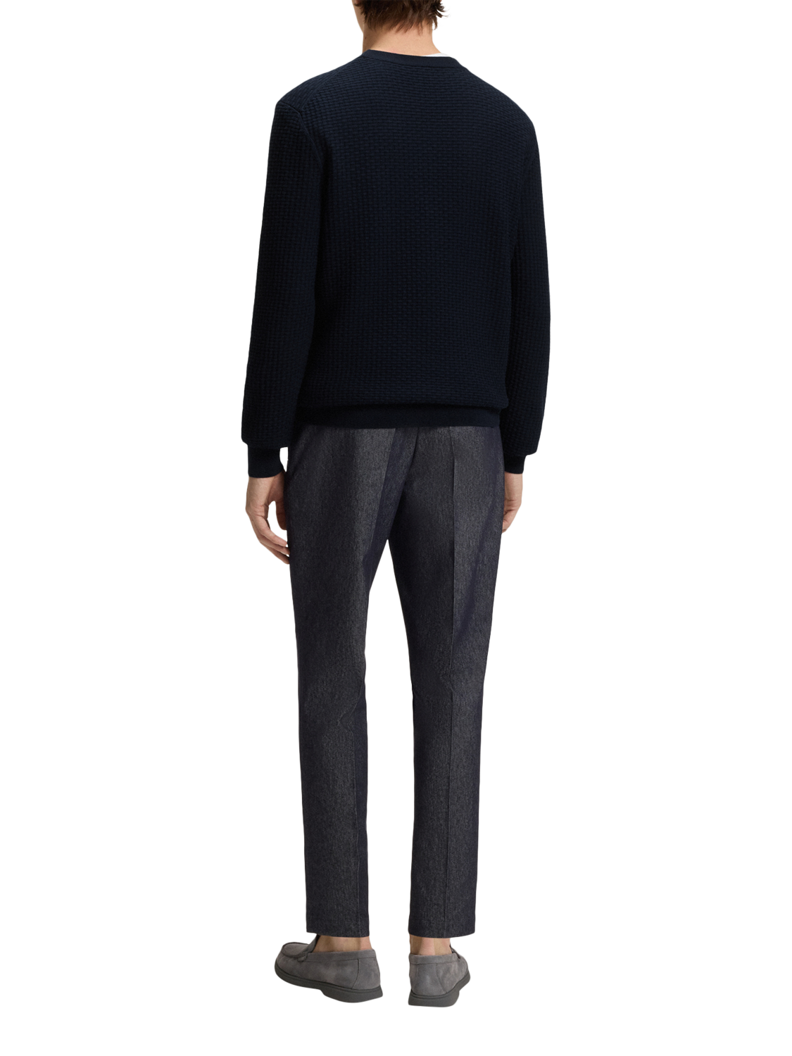 Product image 2 of 5, which shows HUGO BOSS BOSS Textured Cotton Jumper, Dark Blue, L