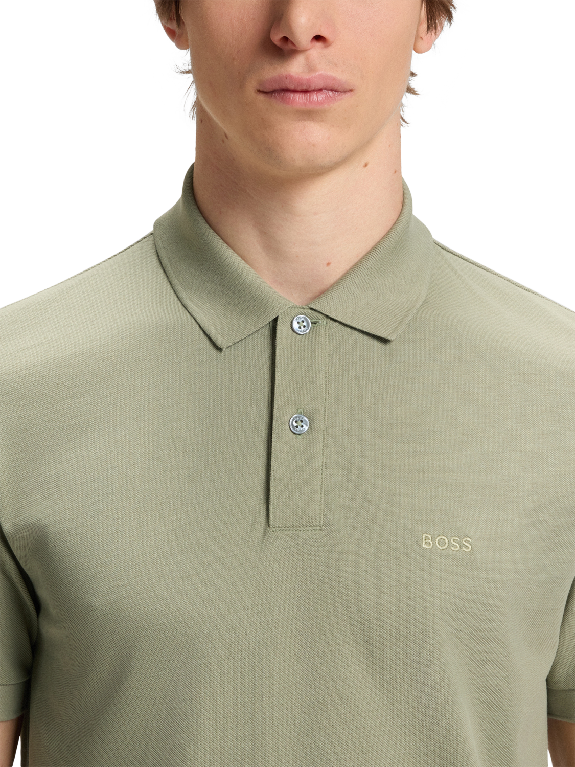 Product image 5 of 5, which shows HUGO BOSS BOSS Logo Cotton Polo Shirt, Light Green, L
