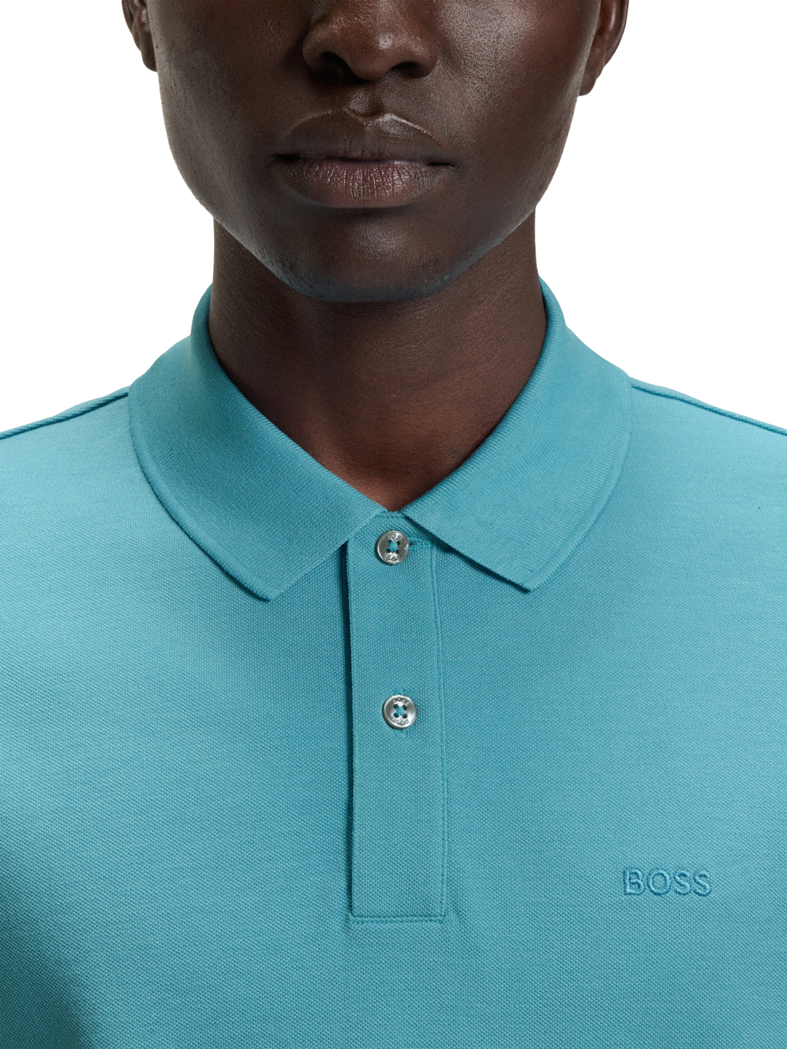 Product image 5 of 5, which shows HUGO BOSS BOSS Logo Cotton Polo Shirt, Blue/Multi, L