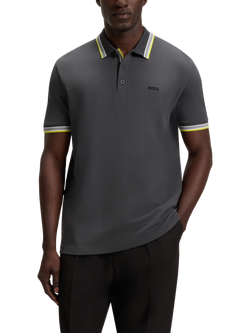 HUGO BOSS BOSS Logo Cotton Polo Shirt, Dark Grey, Dark Grey