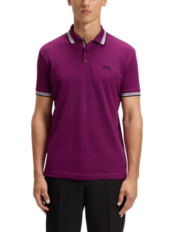 HUGO BOSS BOSS Essential Logo Short Sleeve Cotton Polo Shirt, Bright Pink, Bright Pink