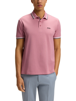 HUGO BOSS BOSS Logo Cotton Polo Shirt, Pink/Multi
