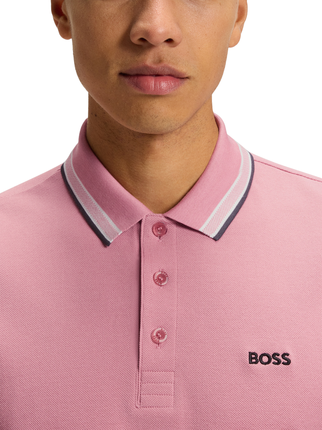 Product image 5 of 5, which shows HUGO BOSS BOSS Logo Cotton Polo Shirt, Pink/Multi, L