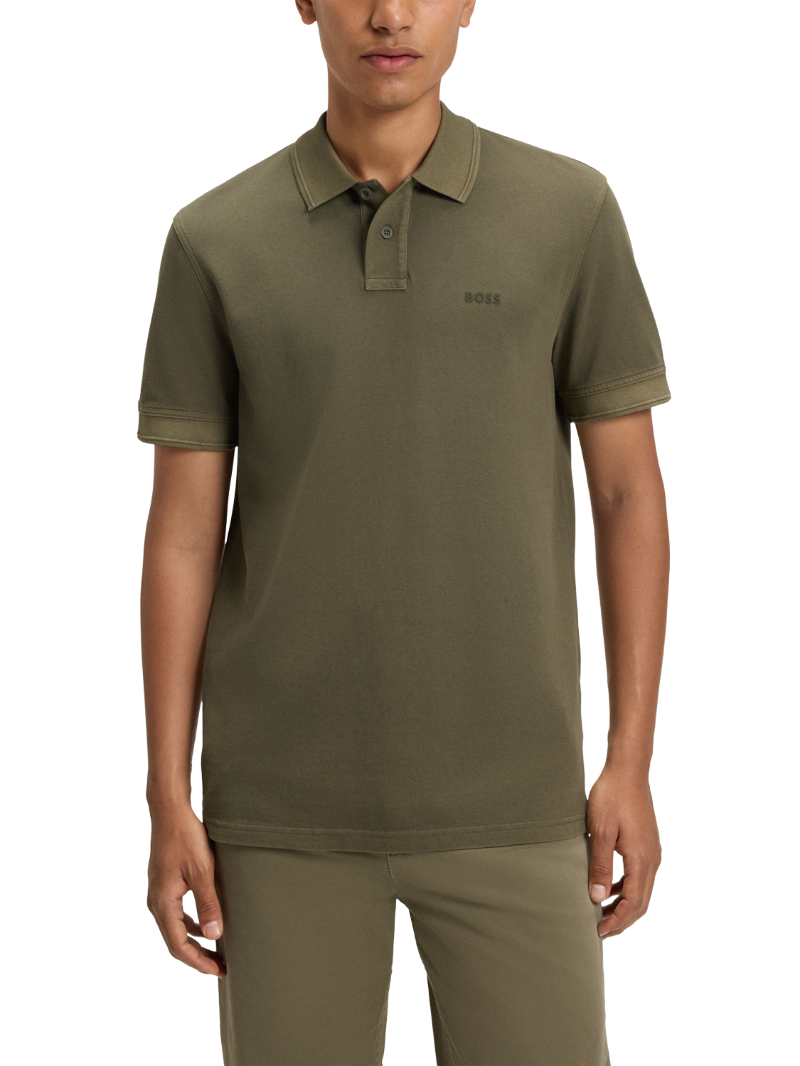 BOSS Cotton Regular Fit Garment-Dyed Piqué Polo Shirt, Open Green