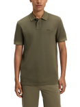 BOSS Cotton Regular Fit Garment-Dyed Piqué Polo Shirt, Open Green