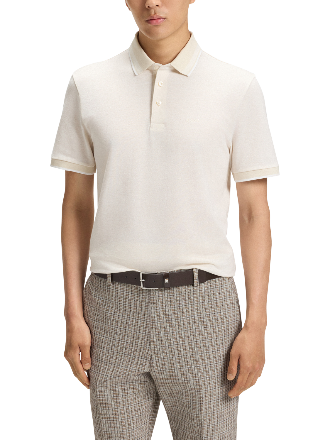 Product image 1 of 5, which shows HUGO BOSS BOSS Cotton Polo Shirt, White, L