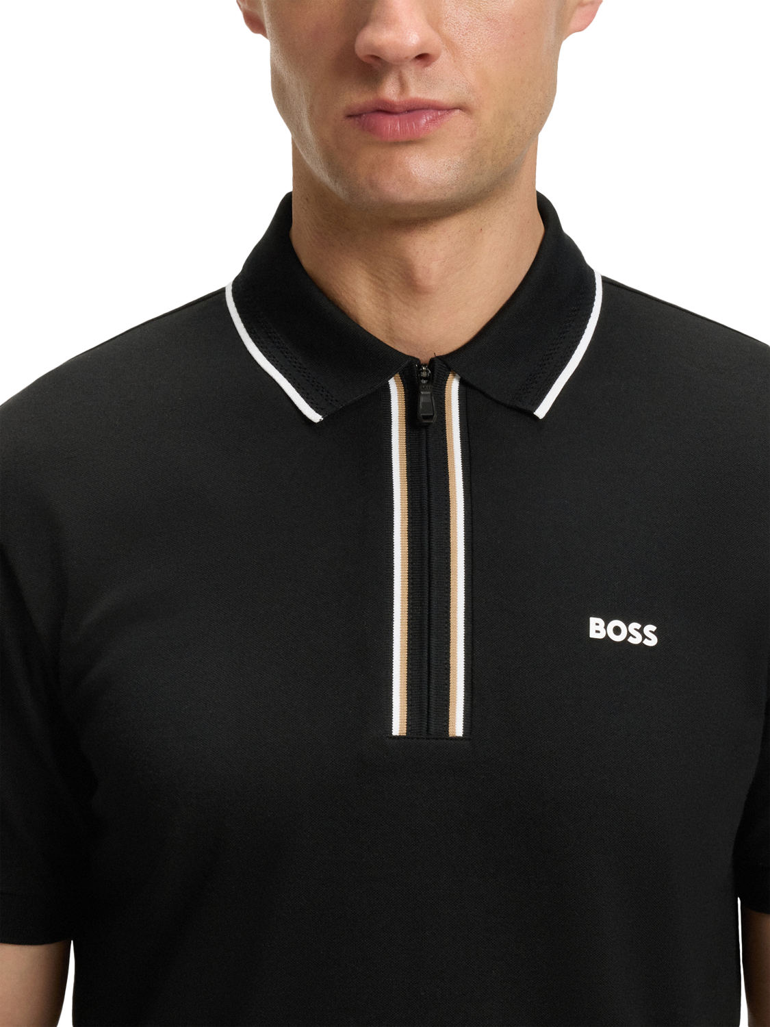 Product image 5 of 5, which shows BOSS Cotton Blend Slim Fit Short Sleeve TransDry Polo Shirt, Black/Multi, M