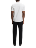 BOSS Pure Cotton Short Sleeve Zip Neck Polo Shirt, White/Multi