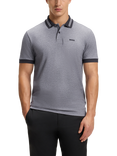 BOSS Cotton Regular Fit Short Sleeve Polo Shirt, Grey/Multi