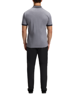 BOSS Cotton Regular Fit Short Sleeve Polo Shirt, Grey/Multi - view 2, Grey/Multi