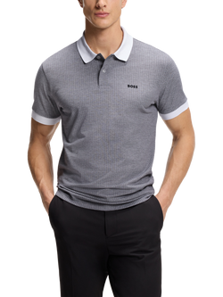 HUGO BOSS BOSS Logo Cotton Polo Shirt, White/Multi