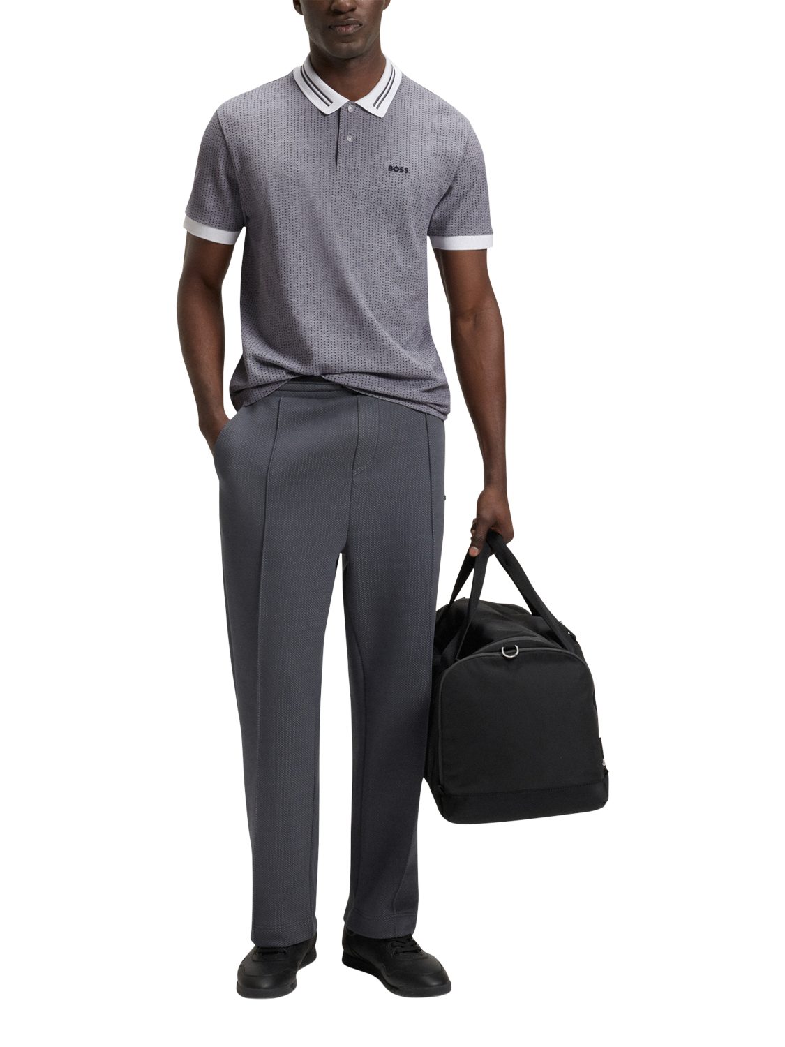 Product image 3 of 5, which shows HUGO BOSS BOSS Logo Cotton Polo Shirt, White/Multi, M