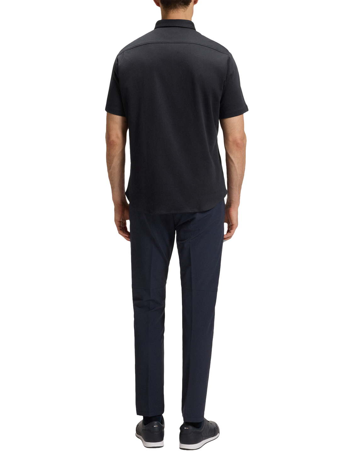 Product image 2 of 5, which shows HUGO BOSS BOSS Logo Short Sleeve Cotton Shirt, Dark Blue, M