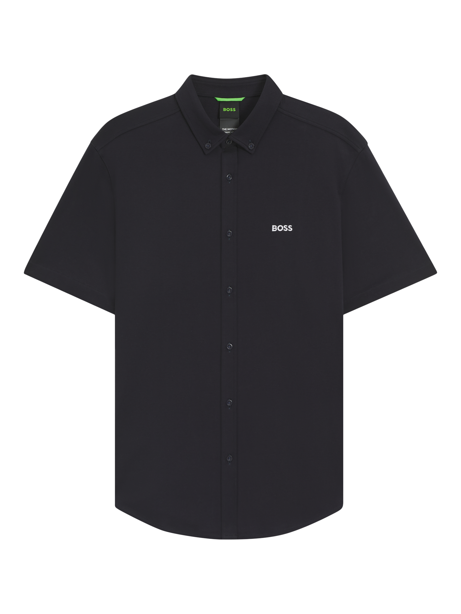 Product image 4 of 5, which shows HUGO BOSS BOSS Logo Short Sleeve Cotton Shirt, Dark Blue, M