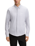 BOSS 4-Way Stretch Cotton Regular Fit Check Shirt, Natural