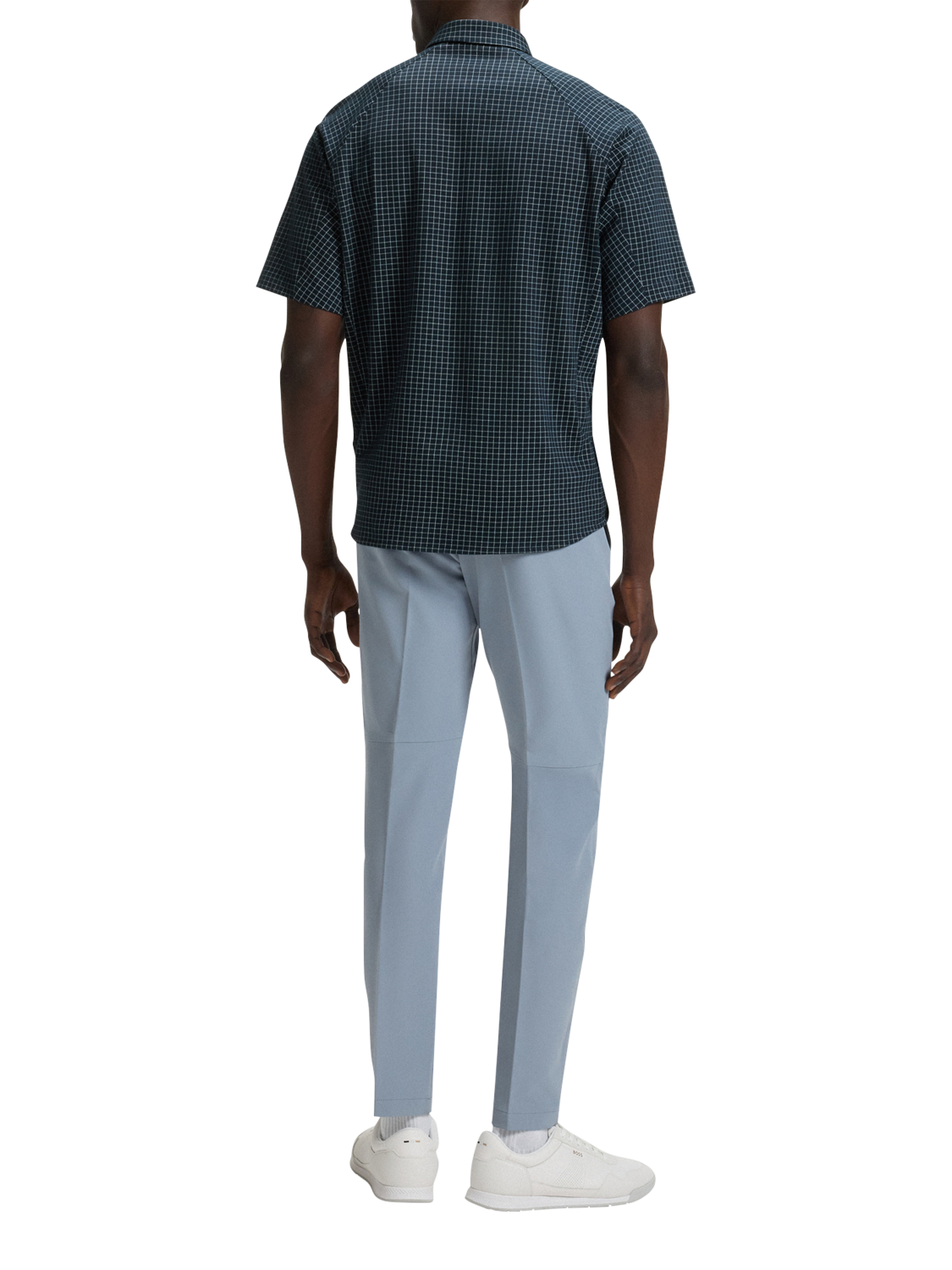 Product image 2 of 6, which shows BOSS 4-Way Stretch Cotton Regular Fit Check Shirt, Blue/Multi, S