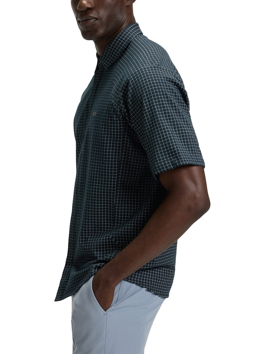 Product image 6 of 6, which shows BOSS 4-Way Stretch Cotton Regular Fit Check Shirt, Blue/Multi, S