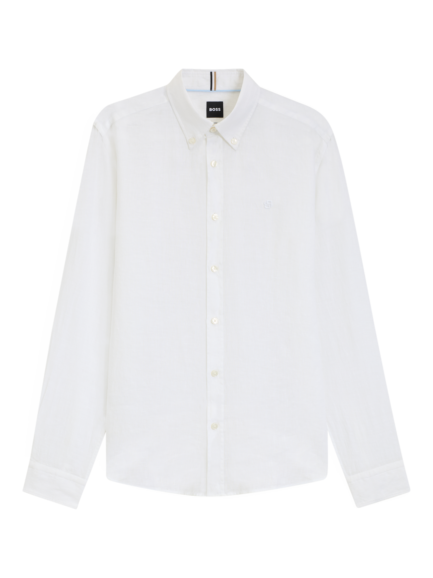 Product image 4 of 6, which shows BOSS Slim Fit Linen Shirt, White, L