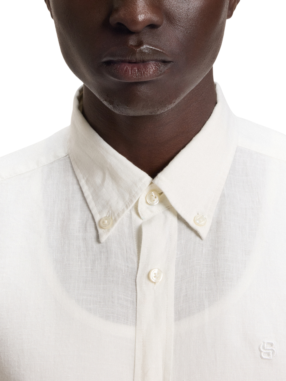 Product image 5 of 6, which shows BOSS Slim Fit Linen Shirt, White, L