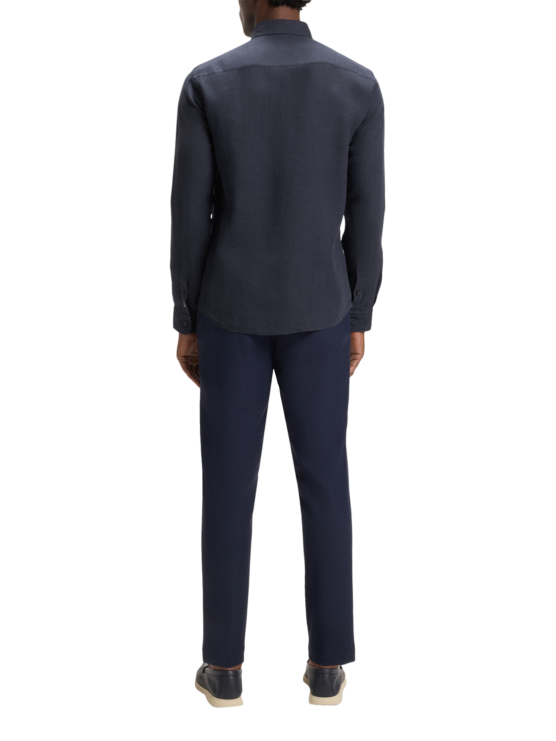 Product image 2 of 6, which shows BOSS Slim Fit Linen Shirt, Dark Blue, S