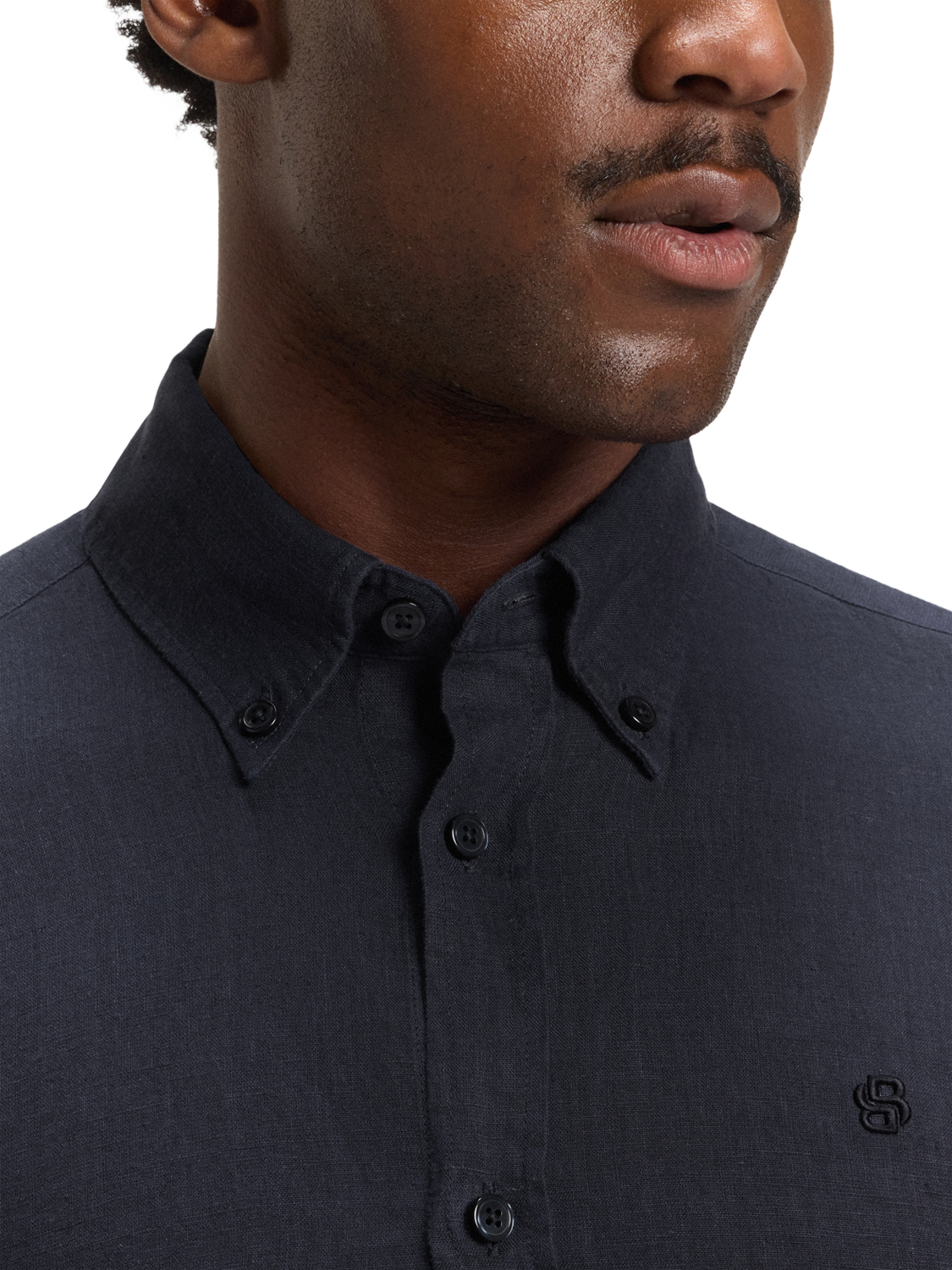 Product image 5 of 6, which shows BOSS Slim Fit Linen Shirt, Dark Blue, S