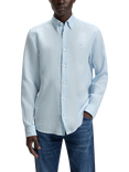 HUGO BOSS BOSS Button Down Collar Linen Shirt, Light Blue