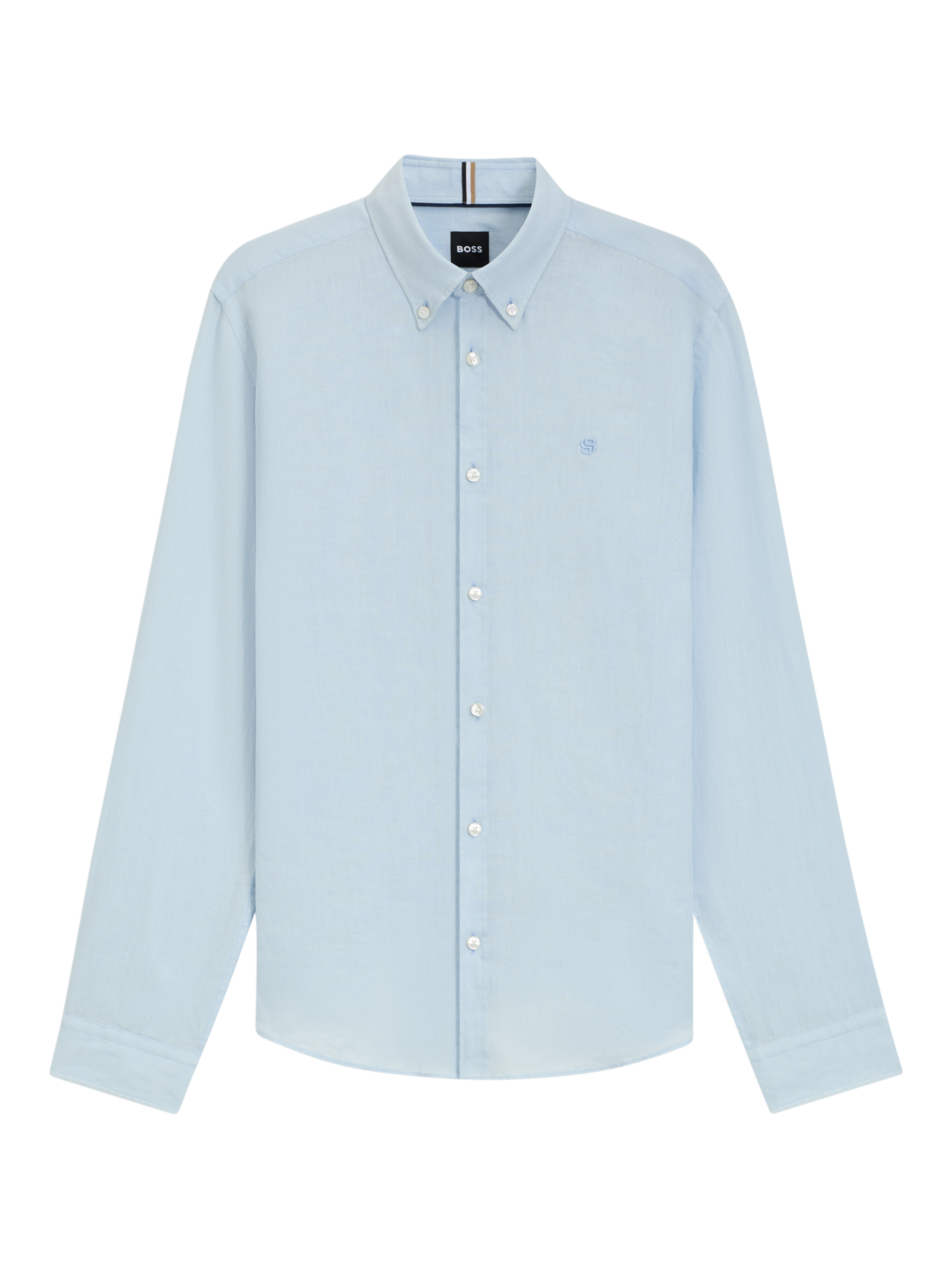 Product image 4 of 6, which shows HUGO BOSS BOSS Button Down Collar Linen Shirt, Light Blue, L
