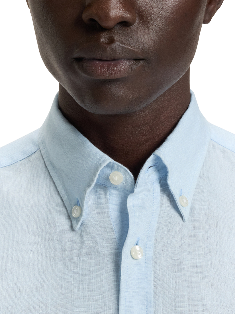 Product image 5 of 6, which shows HUGO BOSS BOSS Button Down Collar Linen Shirt, Light Blue, L
