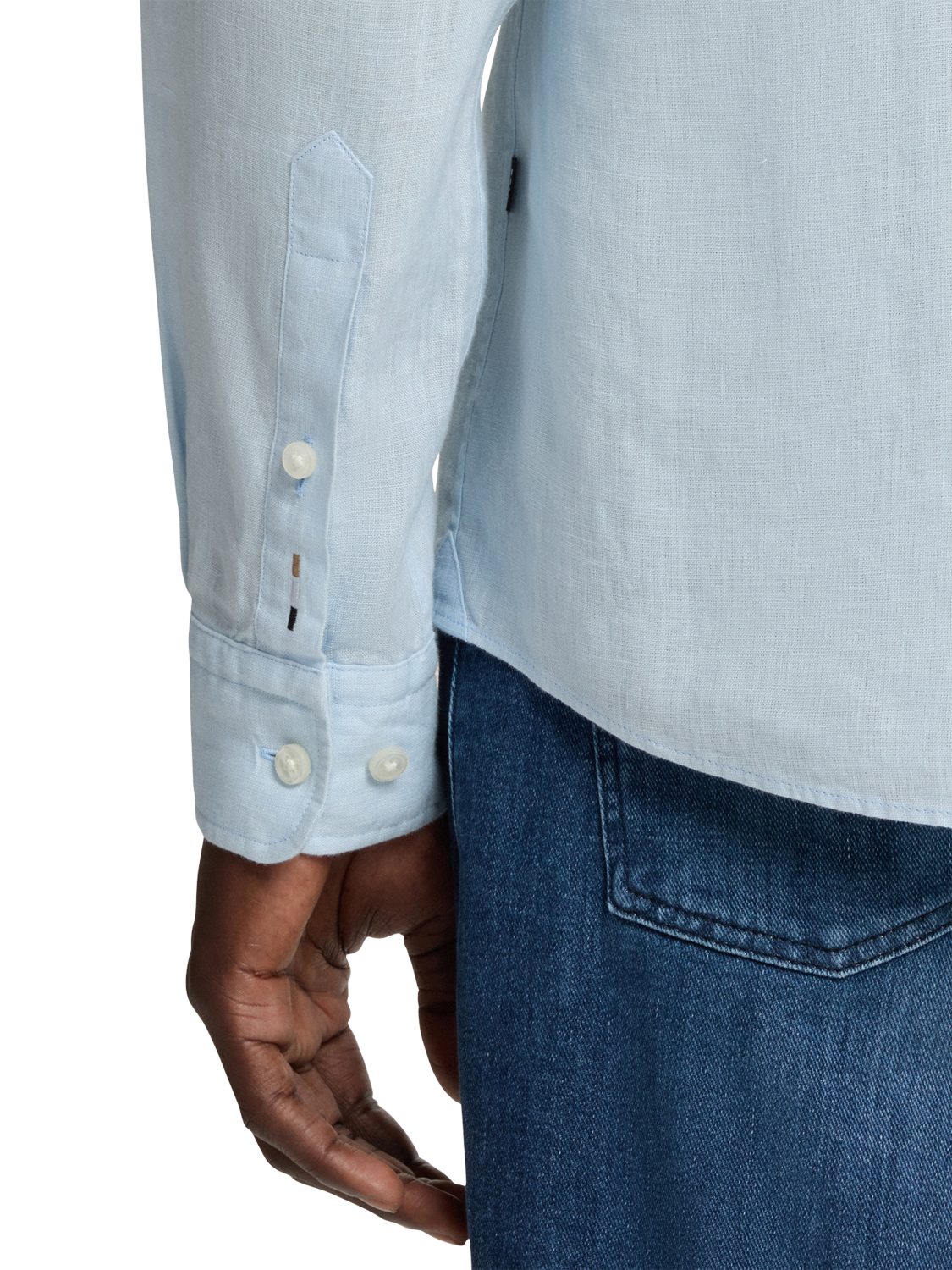 Product image 6 of 6, which shows HUGO BOSS BOSS Button Down Collar Linen Shirt, Light Blue, L