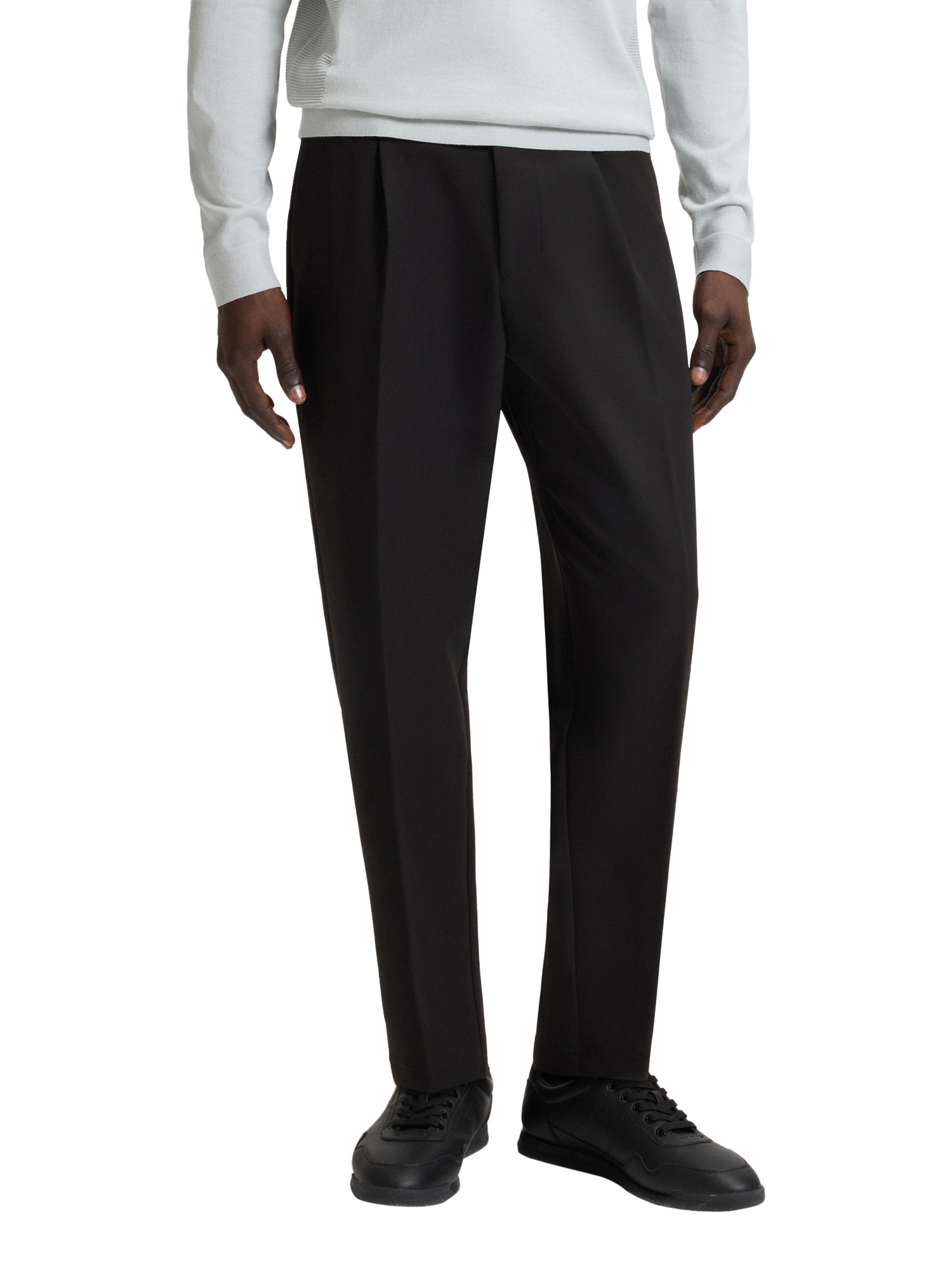 Product image 1 of 6, which shows BOSS TechLite Recycled Technical 4-Way Stretch Suit Trousers, Black, 32R