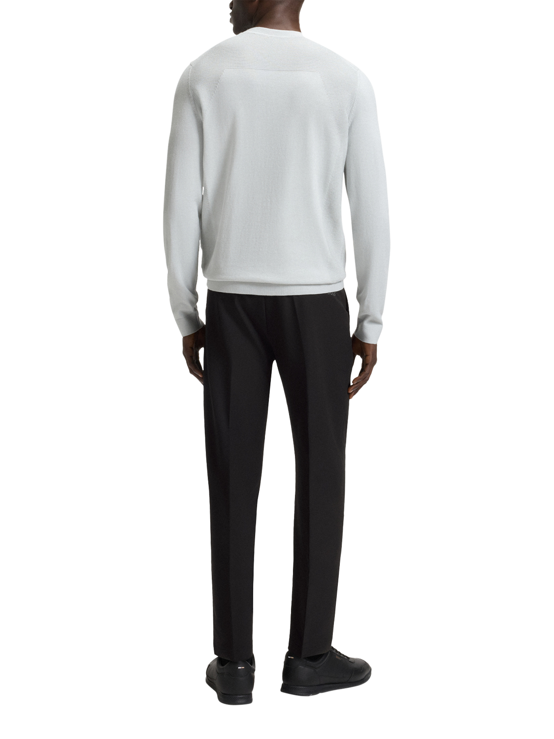 Product image 2 of 6, which shows BOSS TechLite Recycled Technical 4-Way Stretch Suit Trousers, Black, 32R