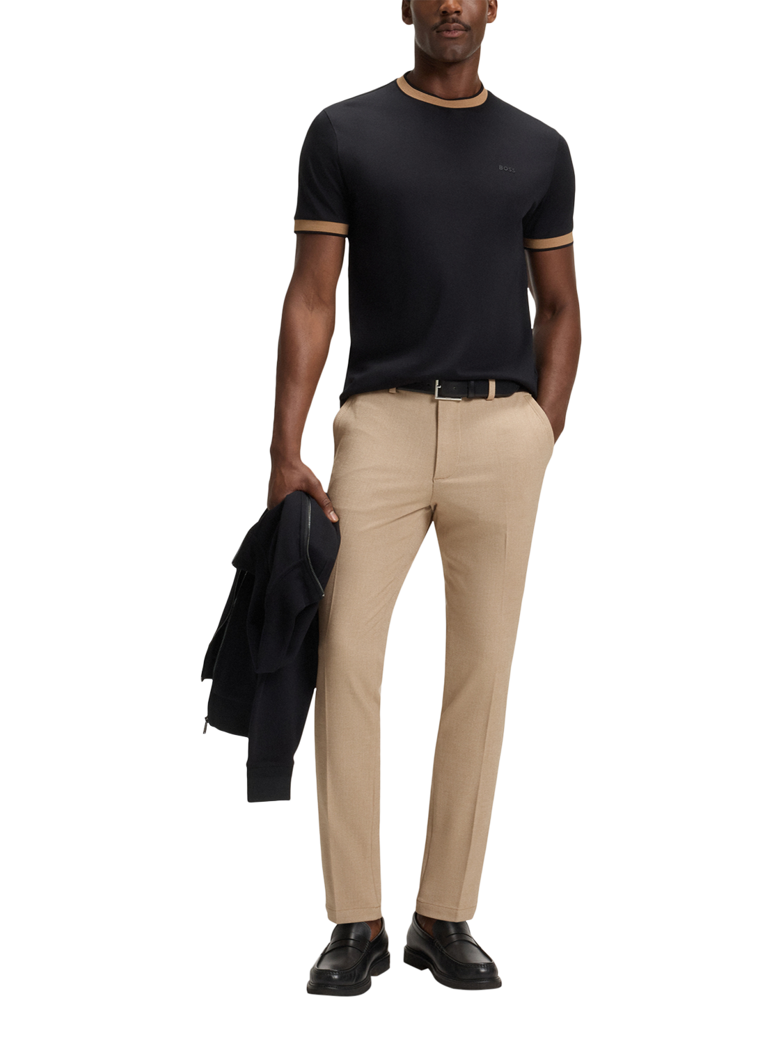 Product image 3 of 6, which shows BOSS Slim Fit Trousers, Natural Beige, 30R