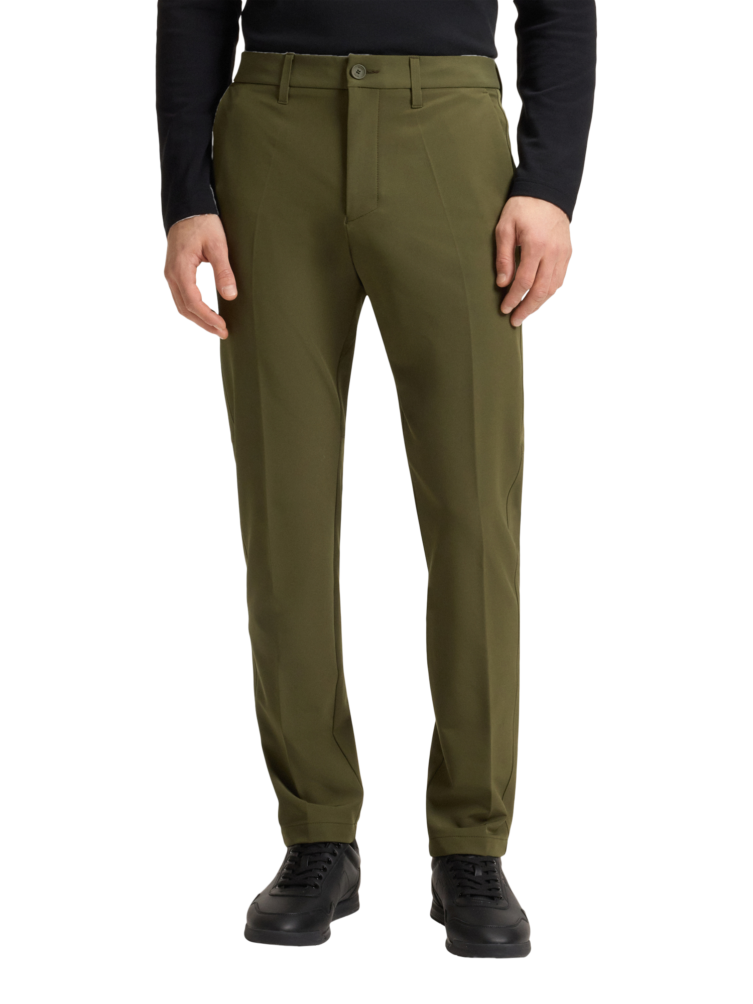Product image 1 of 6, which shows BOSS Commuter Slim Fit Trousers, Dark Green, 34R