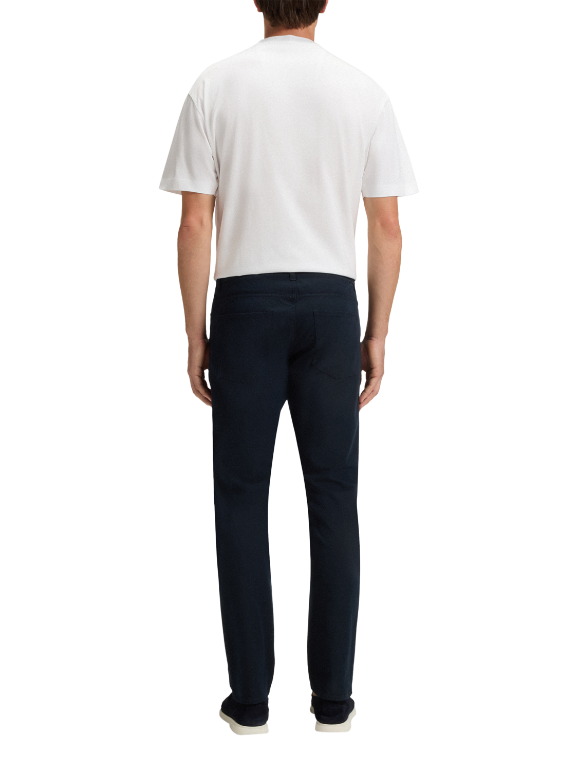 Product image 2 of 5, which shows HUGO BOSS BOSS Cotton Blend Trousers, Dark Blue, 30R