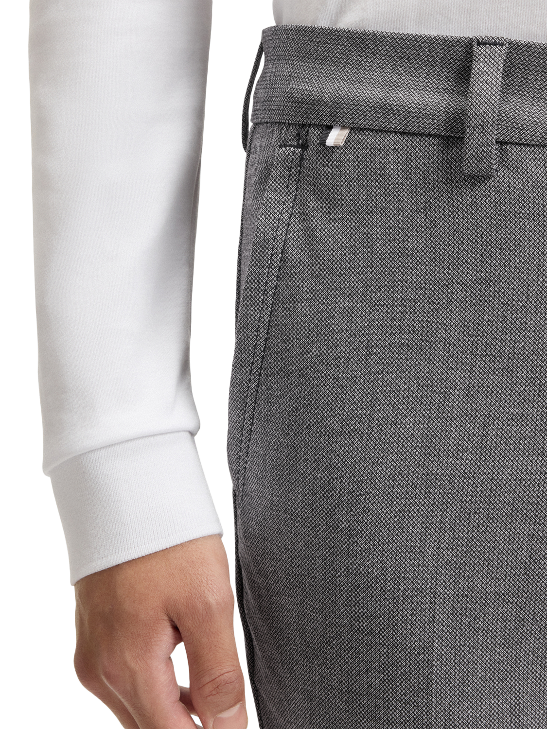 Product image 6 of 6, which shows HUGO BOSS BOSS Slim Fit Tailored Trousers,, Grey, 30R